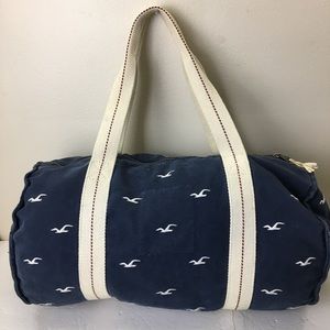 Hollister Blue Duffel With White Birds